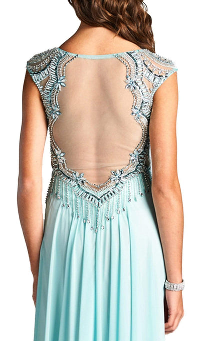 Jeweled V-neck A-line Evening Dress Prom Dresses