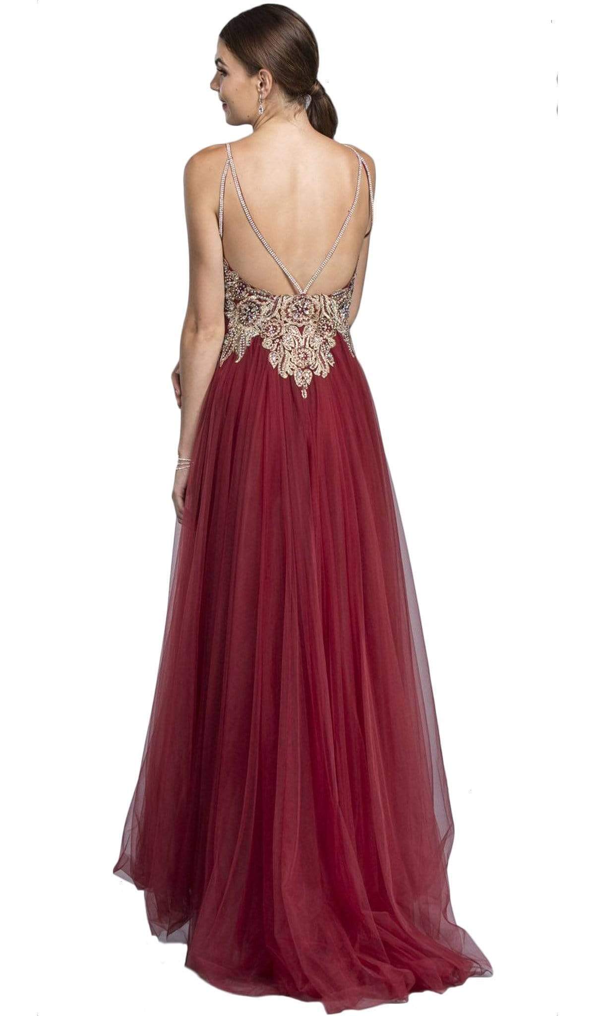 Jeweled V-neckline A-line Prom Dress Dress