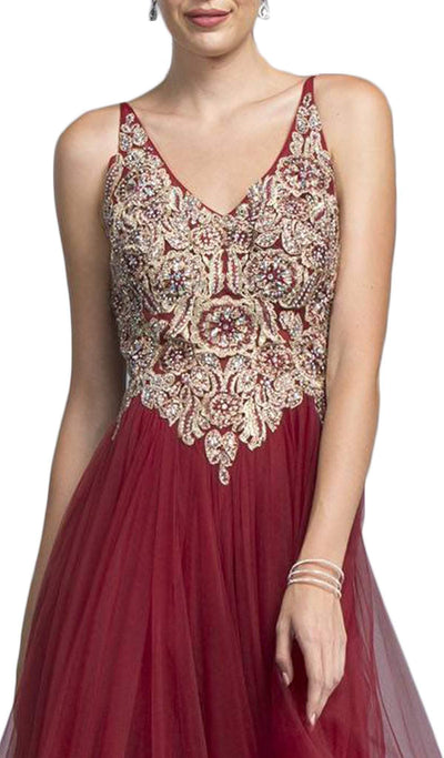 Jeweled V-neckline A-line Prom Dress Dress