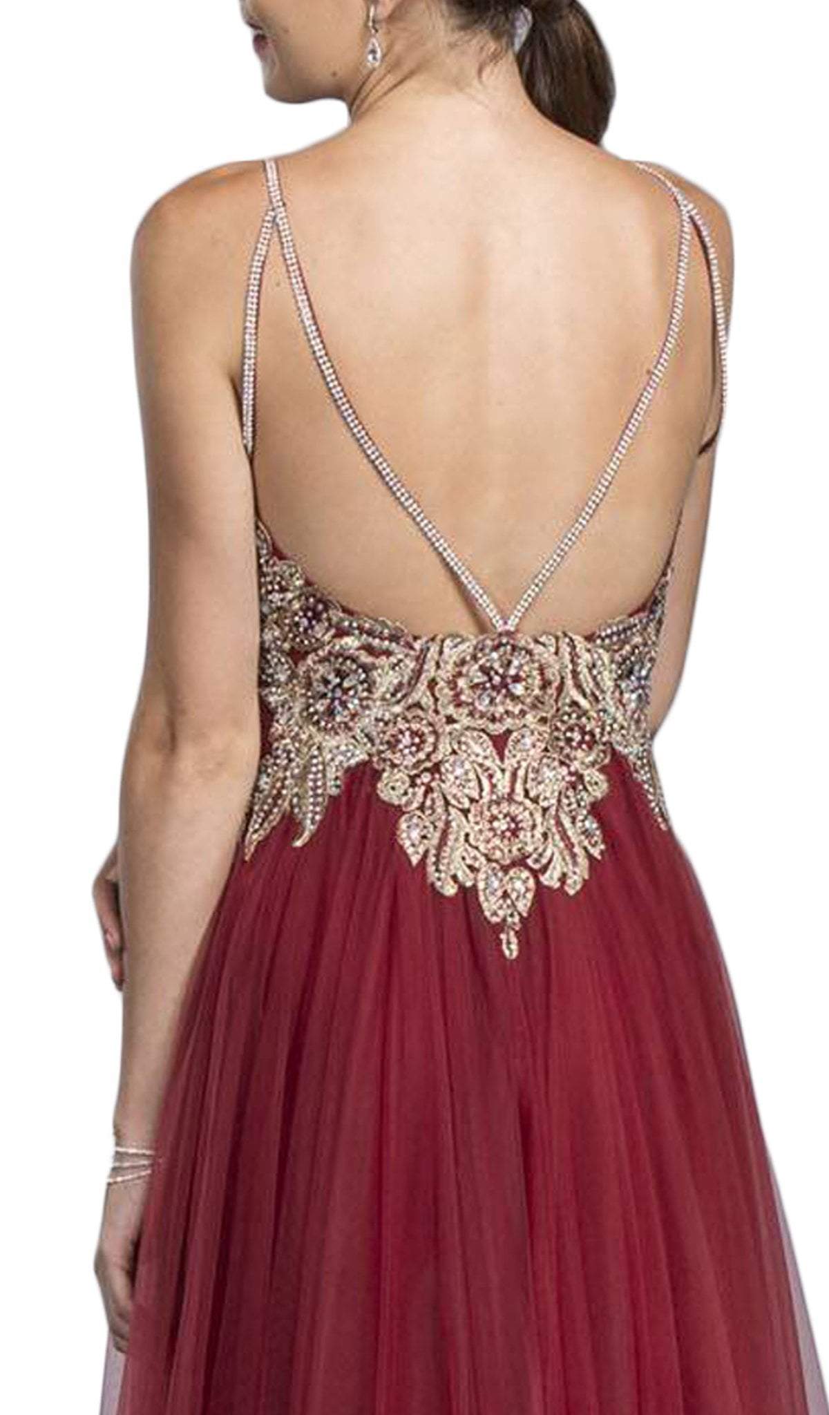 Jeweled V-neckline A-line Prom Dress Dress