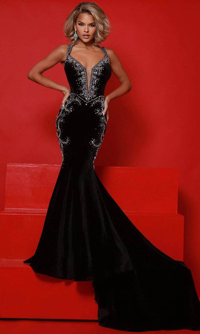 Johnathan Kayne 3071 - Beaded Applique Plunging Neck Prom Gown Prom Dresses