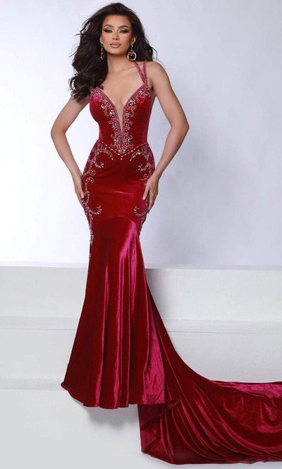 Johnathan Kayne 3071 - Beaded Applique Plunging Neck Prom Gown Prom Dresses