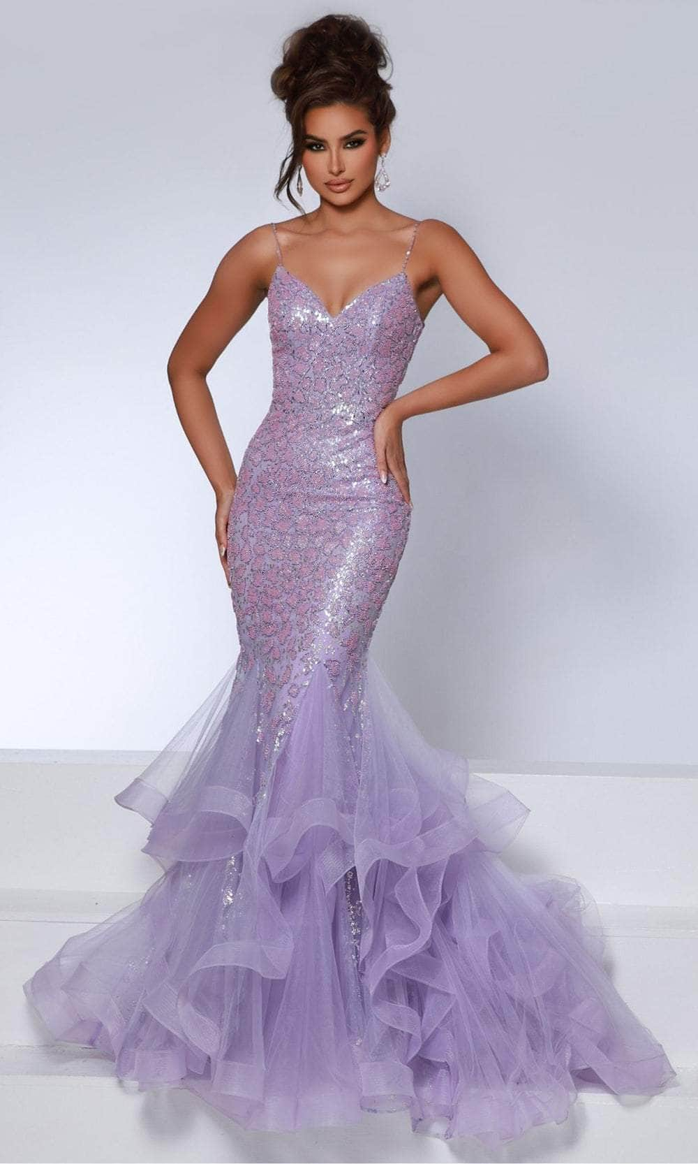 Johnathan Kayne DKS1 - Godet Detailed Evening Gown Prom Dresses 00/Lilac