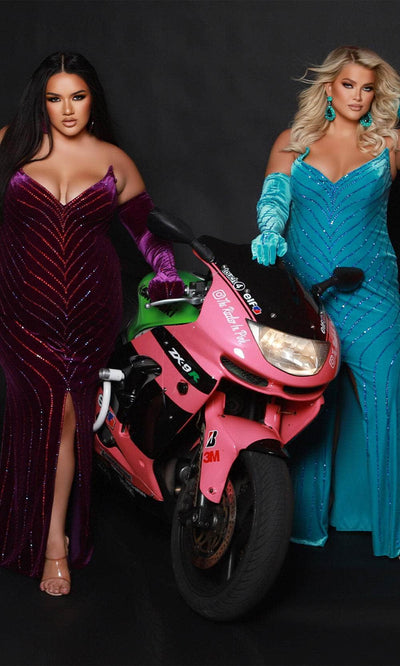 Johnathan Kayne for Sydney's Closet JK2510 - Fitted Jersey Evening Gown with Slit Prom Dresses