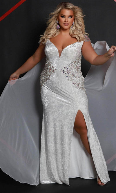 Johnathan Kayne for Sydney's Closet JK2515 - Floral Beaded Mermaid Gown with Slit Formal Gowns