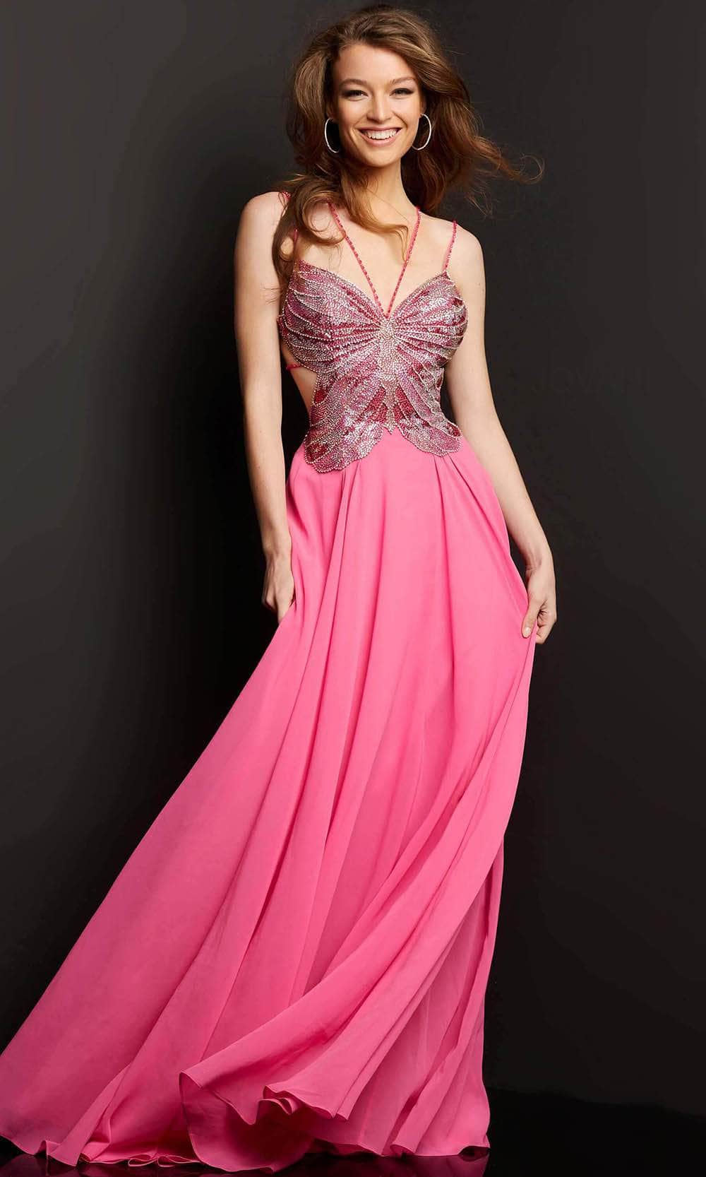 pink butterfly prom dress Fairy Floral Pink Prom Dress With Off Shoulder Butterfly Sleelves Wholesale #T69324
