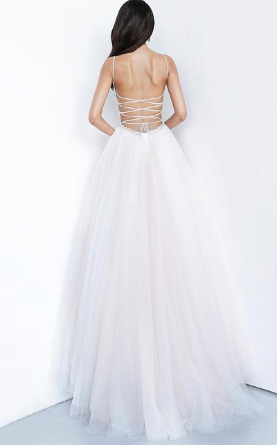 Jovani - 00580 Beaded Deep V-neck Ballgown Ball Gowns