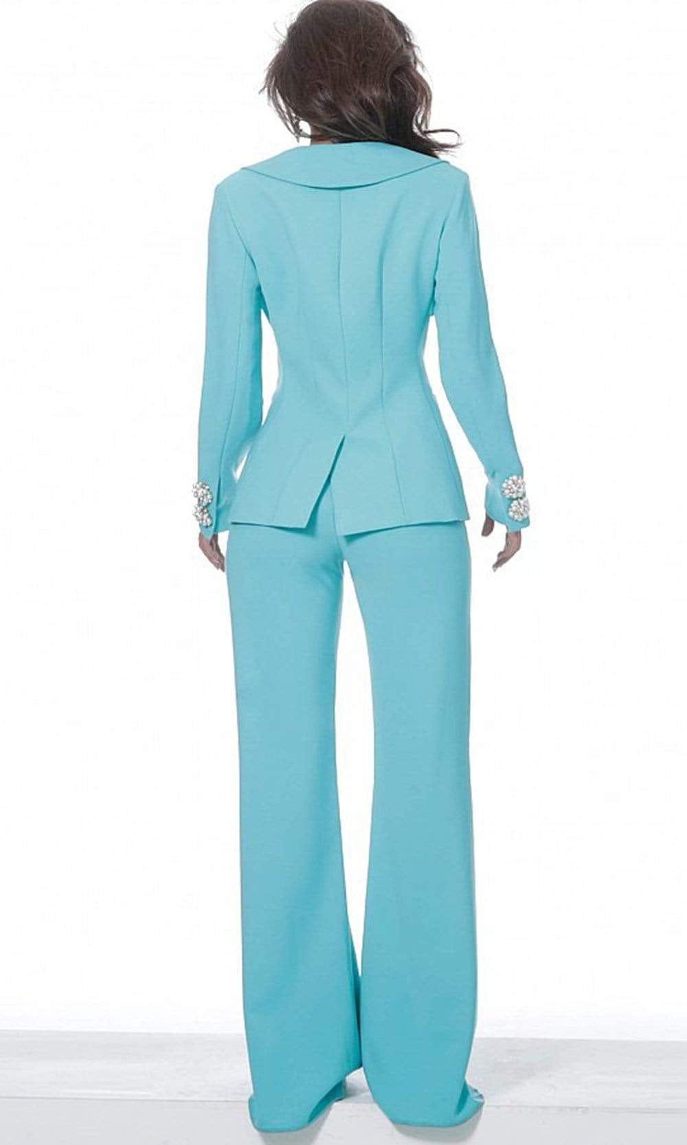 Jovani - 02637 Two Piece Applique Deep V-Neck Pantsuit Evening Dresses
