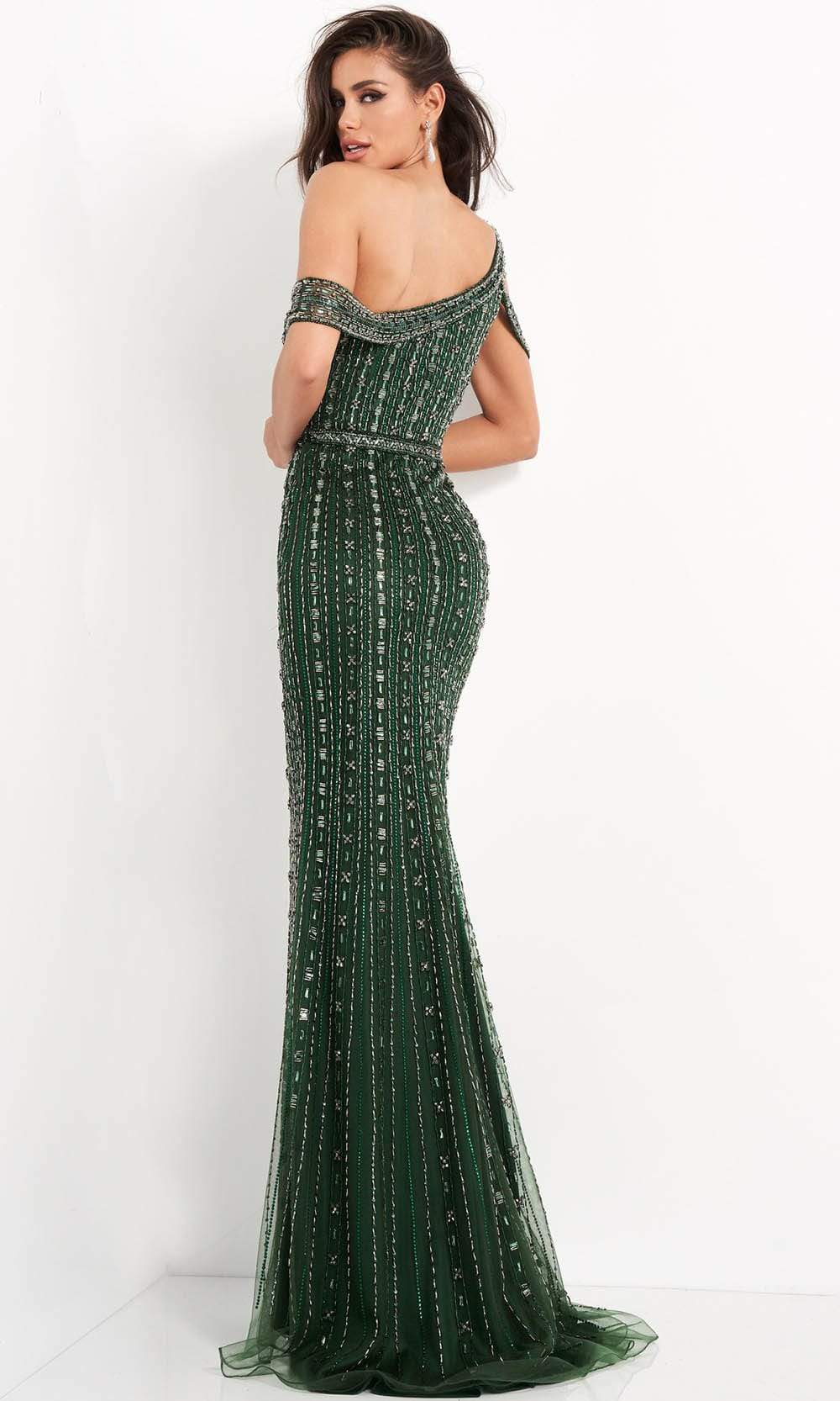 Jovani - 03124 Beaded Cold Shoulder Sheath Gown Evening Dresses