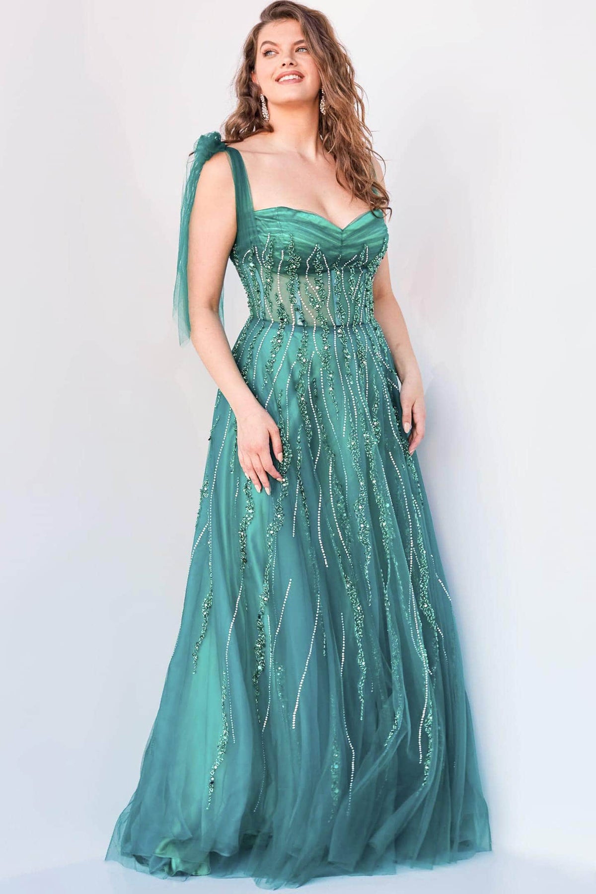 Jovani jovani_04634 - Long A-Line Dress - Tie-Shoulder Straps, Beaded, Tulle, Mid-Open Back, Back Zipper Closure, Sweep Train ADASA Jovani jovani_04634 - Long A-Line Dress - Tie-Shoulder Straps, Beaded, Tulle, Mid-Open Back, Back Zipper Closure, Sweep Train ADASA