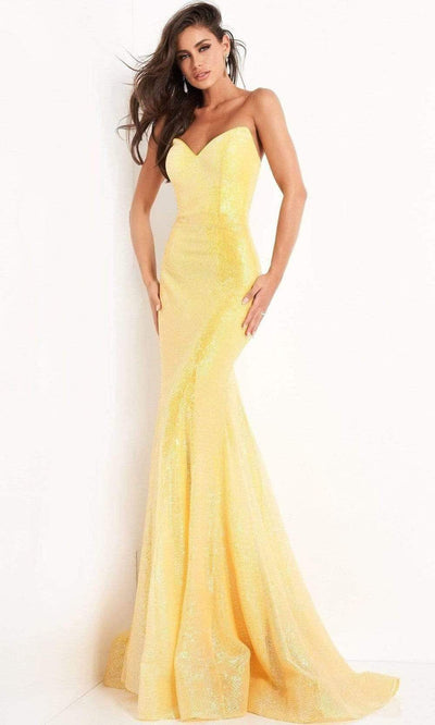 Jovani - 04831 Strapless Peaked V-Neck Sequin Mermaid Gown Prom Dresses