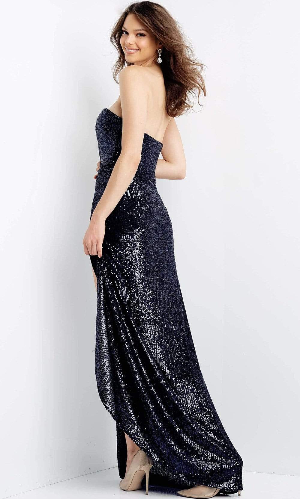 Jovani - 04870 Strapless Sequin High Slit Gown Special Occasion Dress