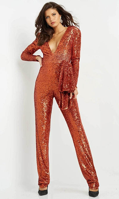 Jovani 05345 - Sequin V-Neck Jumpsuit Evening Dresses