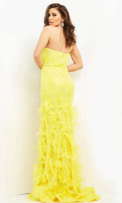 Jovani - 05667 Embellished Sweetheart Feathered Dress With Train Special Occasion Dress