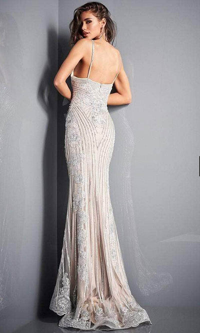 Jovani - 05752 Beaded Plunging V-Neck Mermaid Gown Prom Dresses