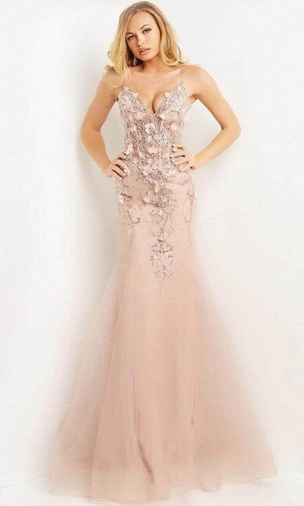 Jovani - 05839 Floral Applique Corset Bodice Prom Dress Prom Dresses