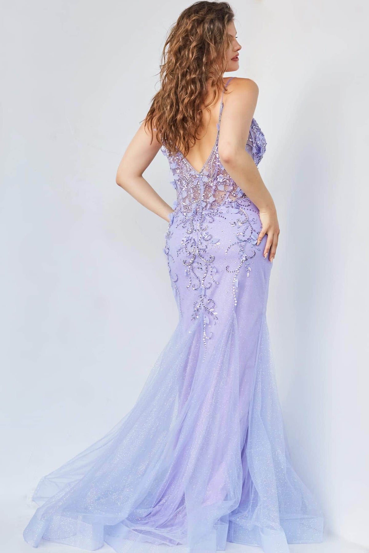 Jovani - 05839 Floral Applique Corset Bodice Prom Dress Prom Dresses