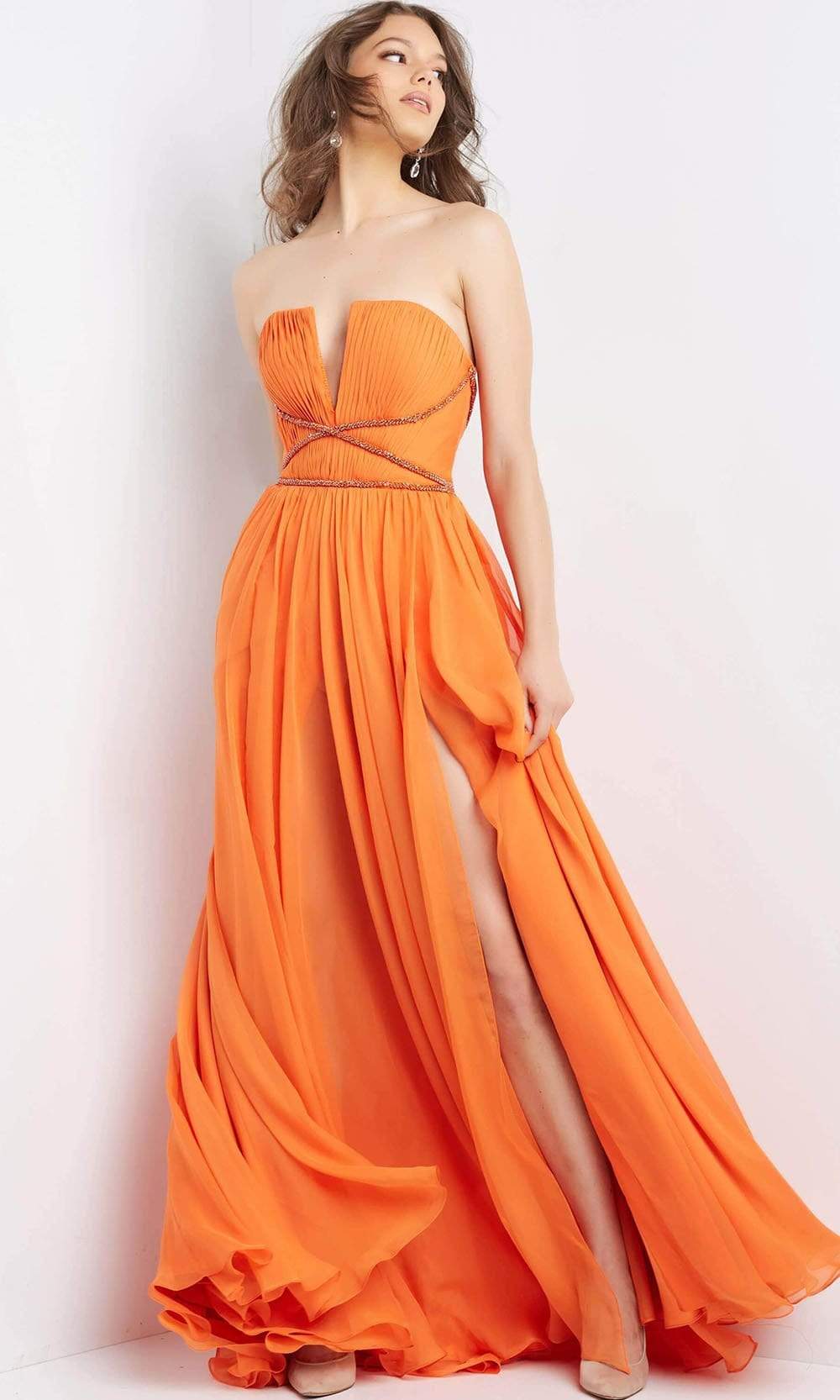 Jovani - 05971 Strapless Pleated Chiffon Gown Special Occasion Dress