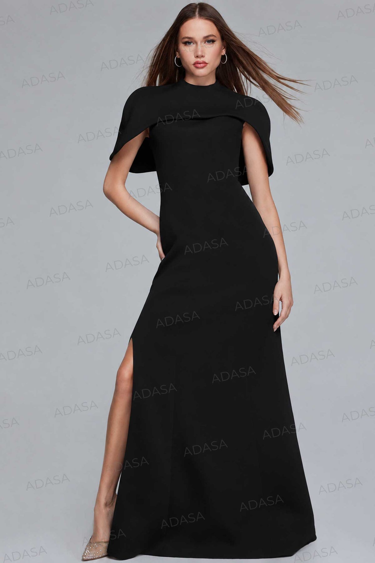 Jovani 06538 - High Neck Evening Gown with Cape