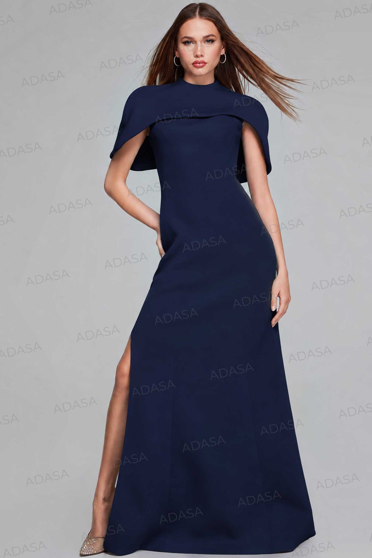 Jovani 06538 - High Neck Evening Gown with Cape