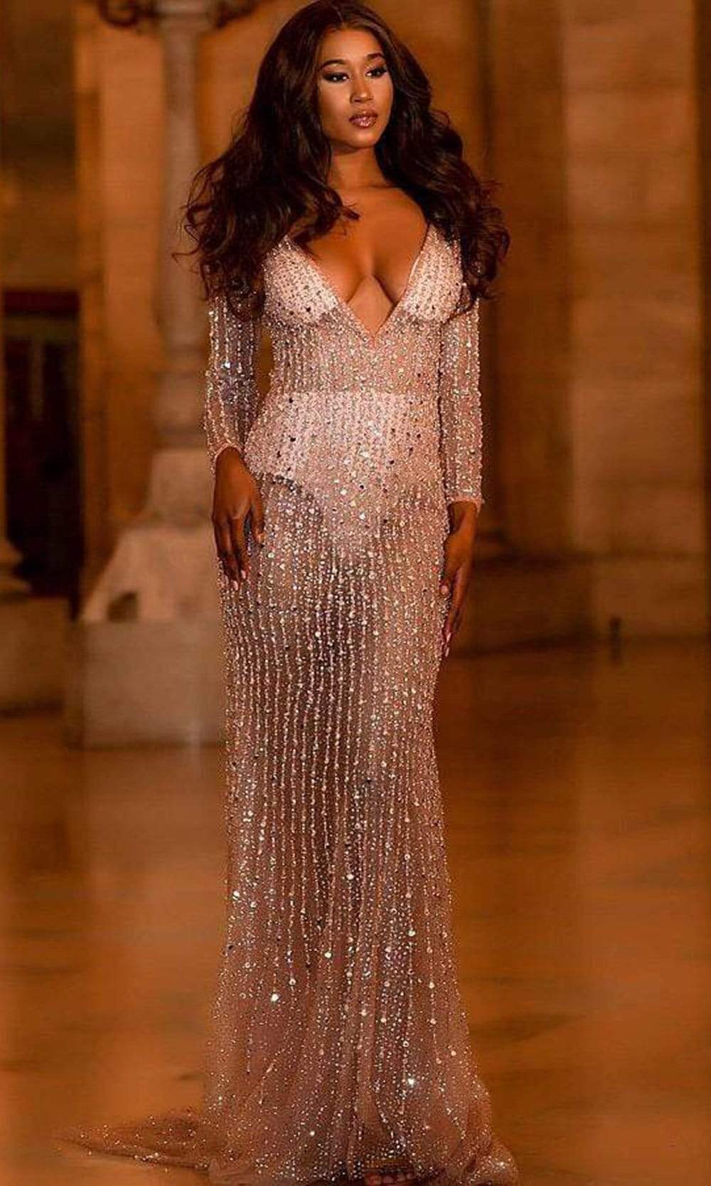 Jovani 06559 - Long Sheath Dress - Long sleeves, Sequins, Beads, Fitted bodice, Plunging neckline, See through, Bare back, Back zipper, Floor length, Jovani 06559 - Long Sheath Dress - Long sleeves, Sequins, Beads, Fitted bodice, Plunging neckline, See through, Bare back, Back zipper, Floor length,