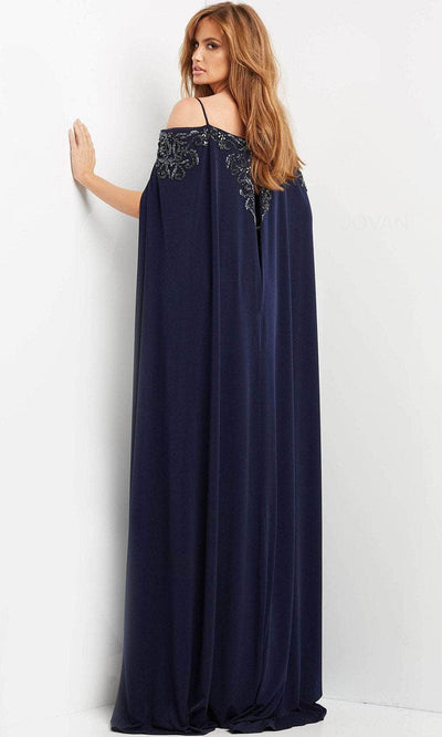 Jovani 06631 - Long Cape Embellished Evening Gown Evening Dresses