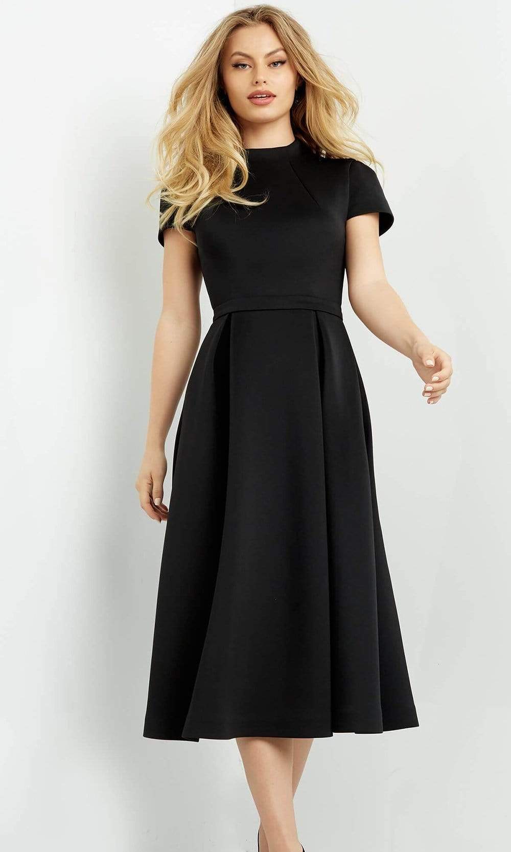 Jovani - 06782 Tea Length High Neck A-Line Dress Cocktail Dresses