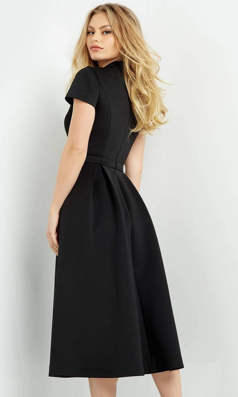 Jovani - 06782 Tea Length High Neck A-Line Dress Cocktail Dresses