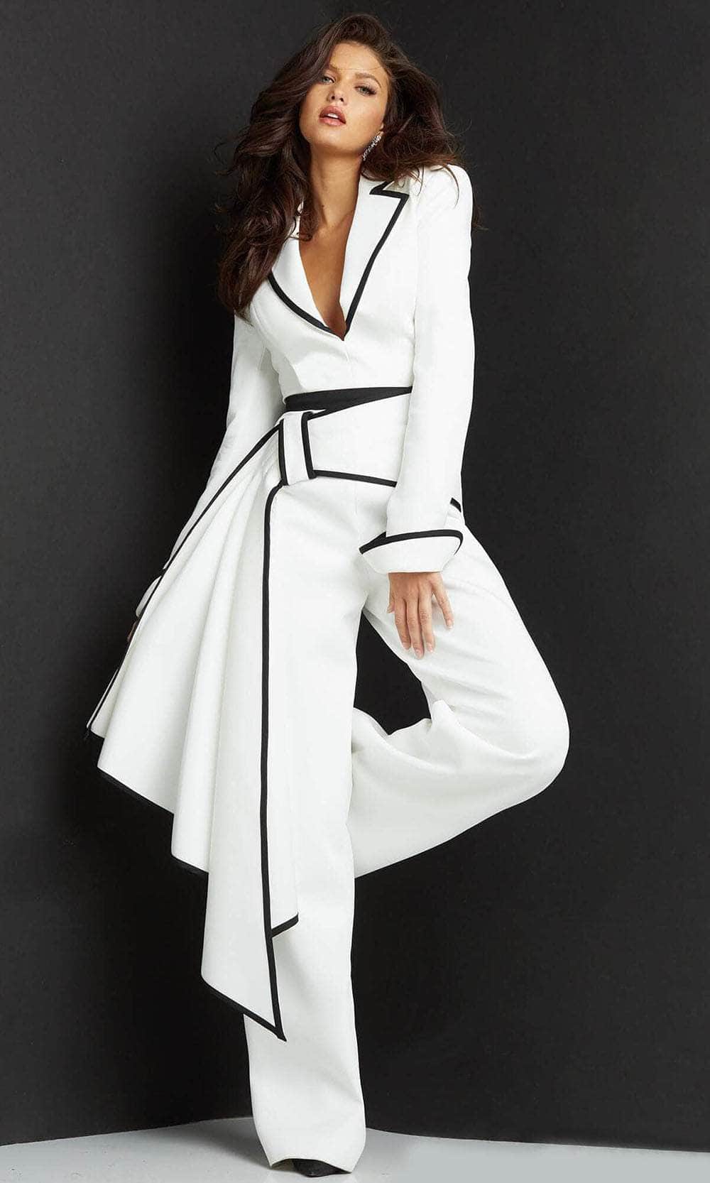 Jovani 06917 - Collared V-Neck Formal Jumpsuit Special Occasion Dress