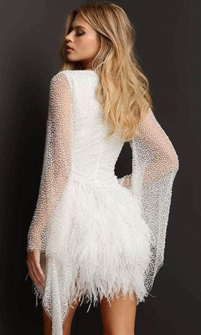 Jovani 07236 - Embellished Long Sleeve Short Dress Special Occasion Dress