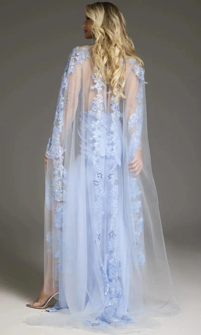 Jovani 07399 - Sheer Sleeve Embroidered Gown with Train Evening Dresses