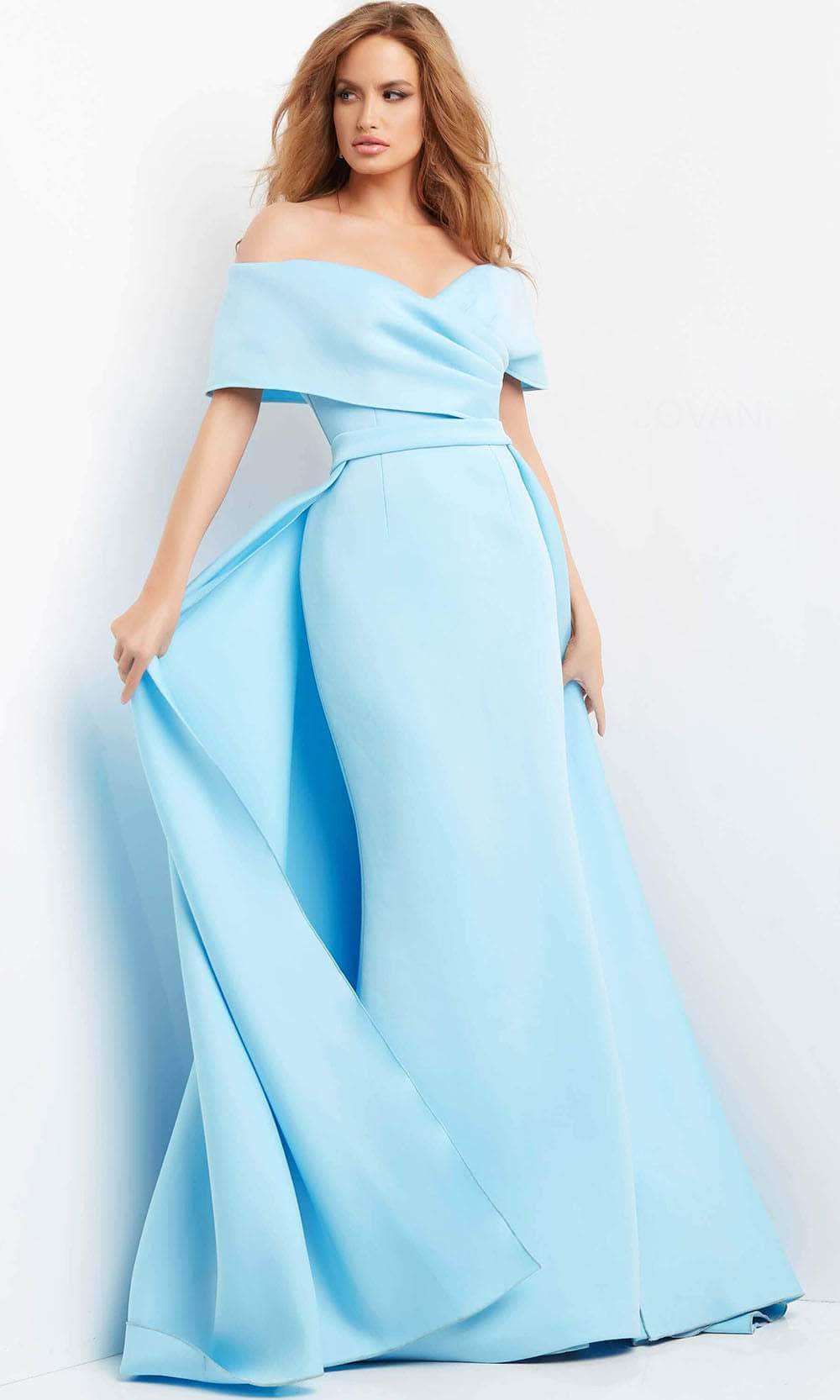 Jovani 07443 - Draped Off Shoulder Overskirt Evening Dress Evening Dresses