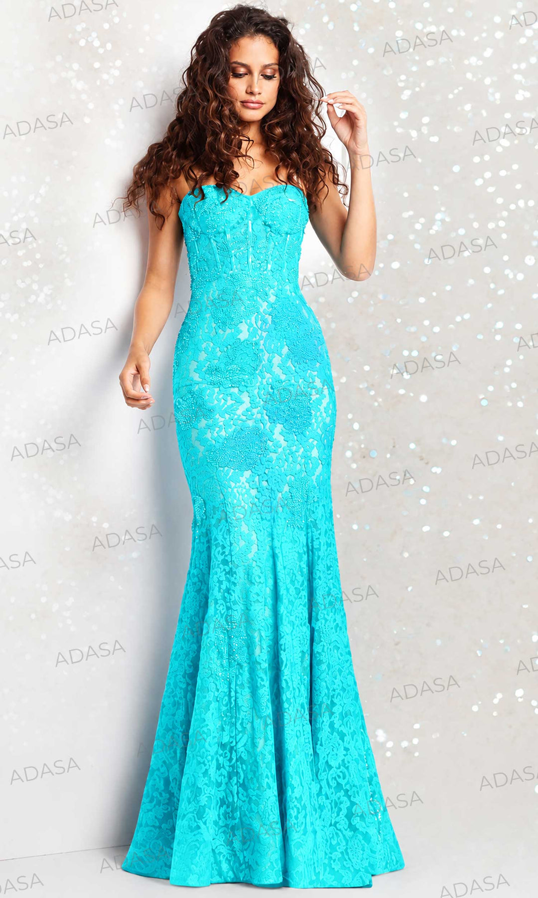 Jovani 07499 - Beaded Lace Prom Dress