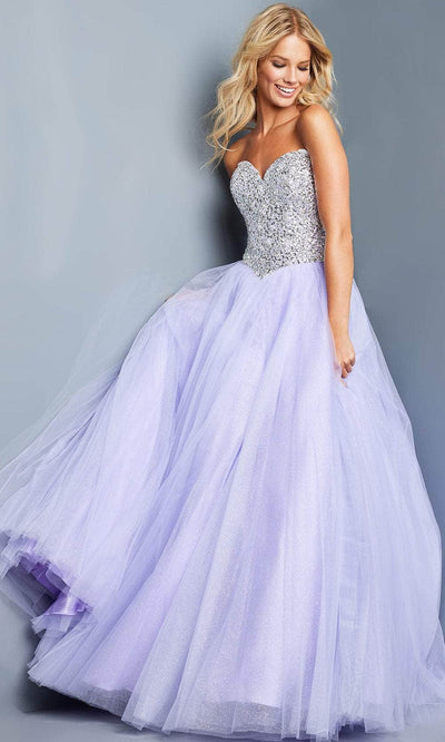 Jovani 07771 - Beaded Sweetheart Tulle Ballgown Ball Gowns 00 / Lavender