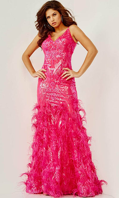 Jovani 07808 - Feathered Skirt Evening Gown Evening Dresses