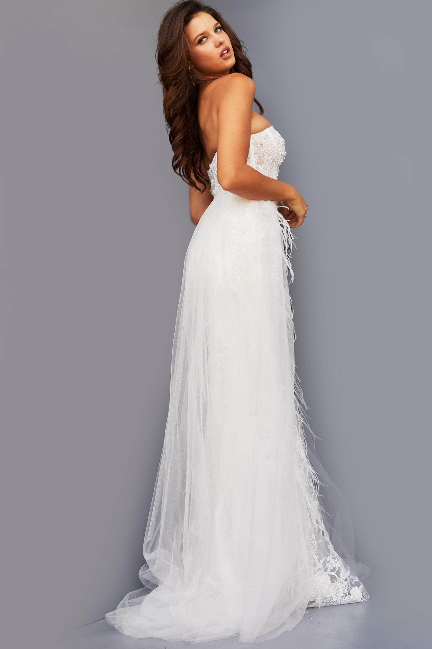 Jovani - 07914 Embroidered Sweetheart Fringed Gown Evening Dresses