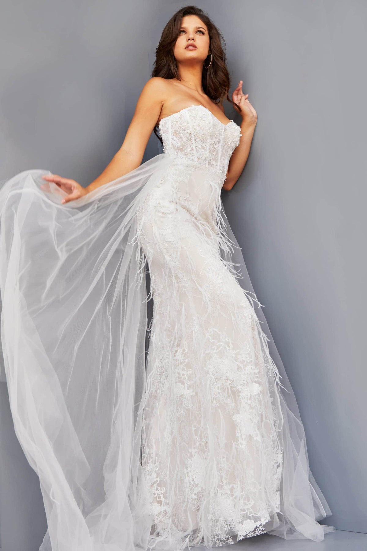 Jovani - 07914 Embroidered Sweetheart Fringed Gown Evening Dresses