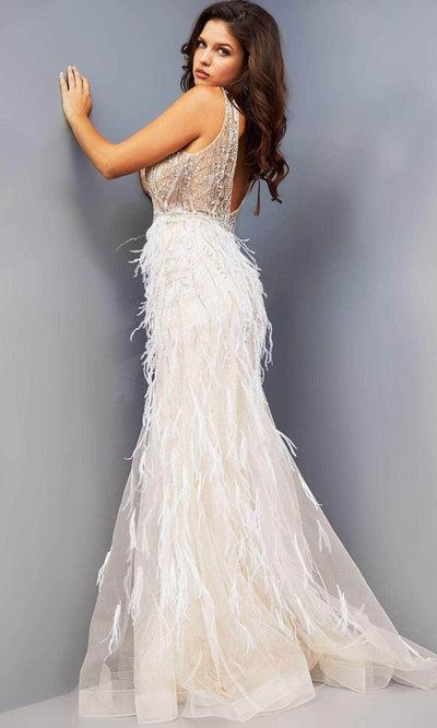 Jovani 08144 - Feathered Trumpet Prom Dress Special Occasion Dress