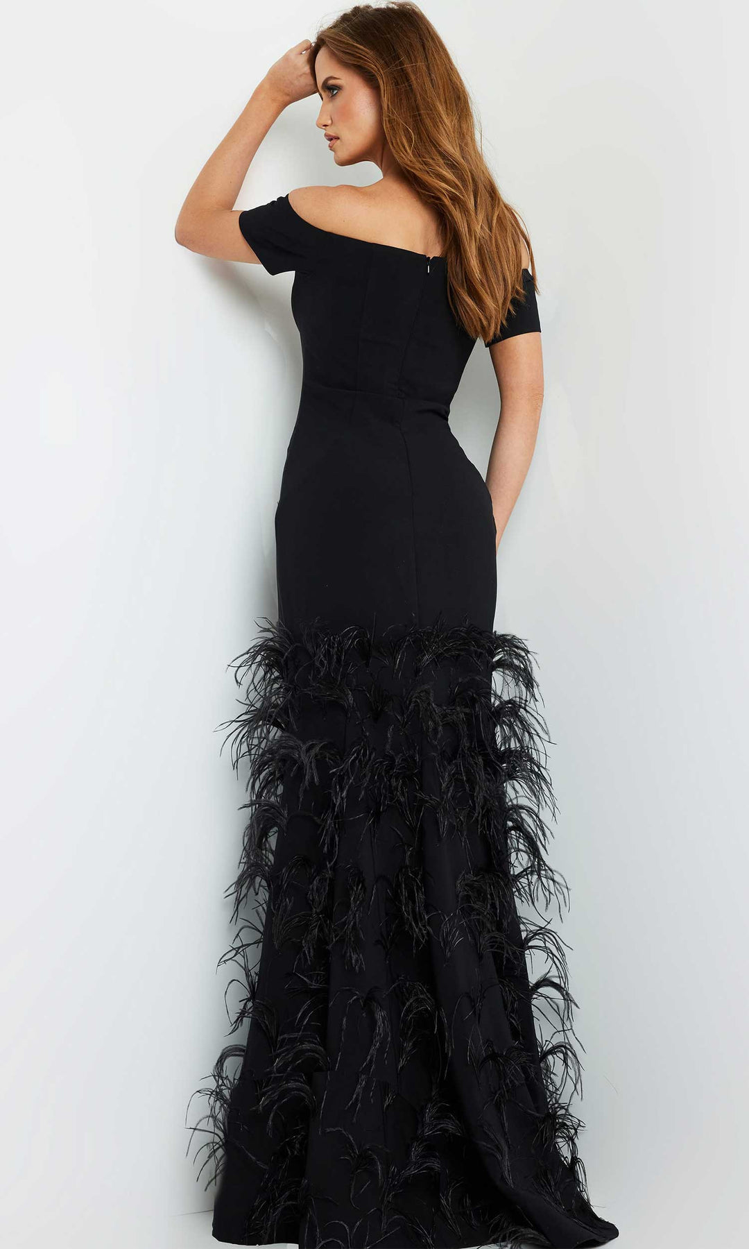 Jovani 08384 - Feather Trumpet Gown