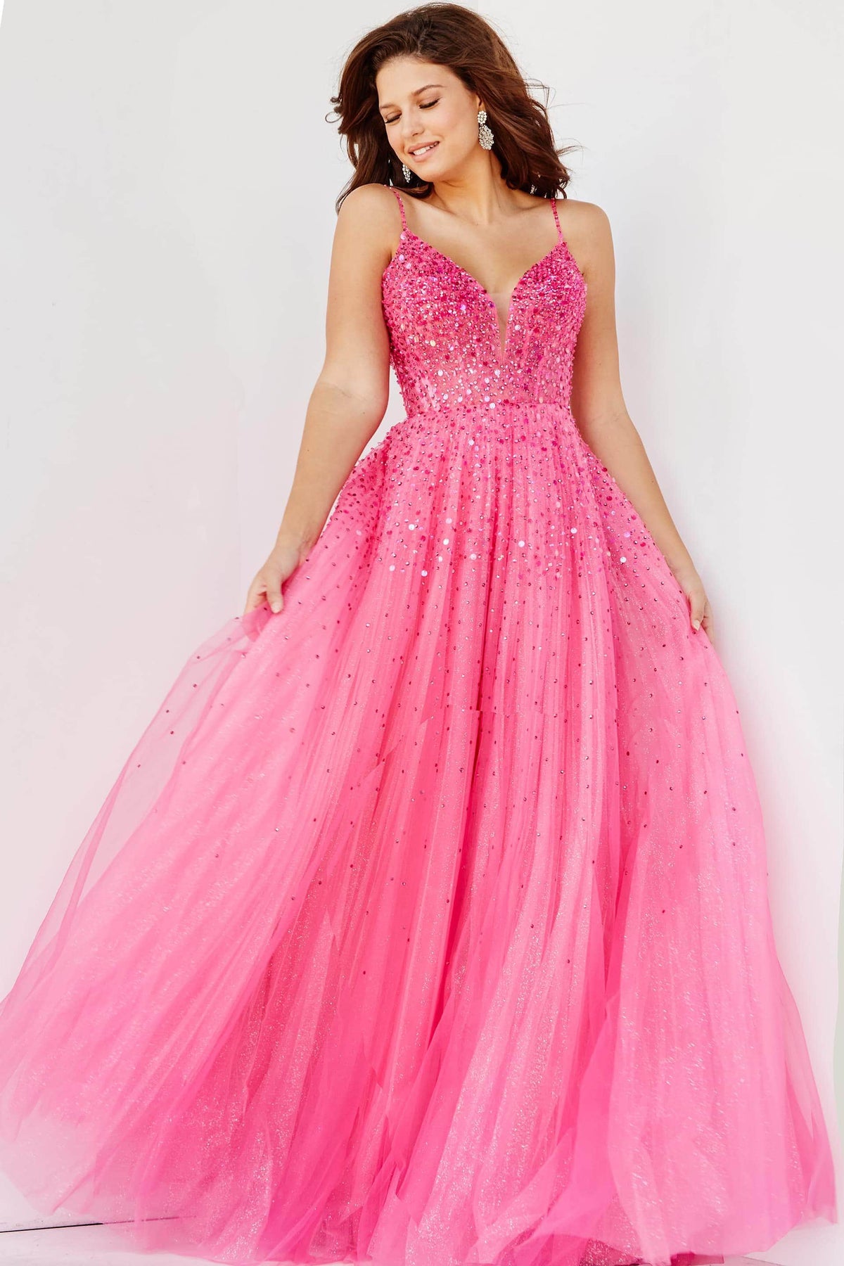 Jovani - 08408 Glitter Embellished Prom Dress Ball Gowns