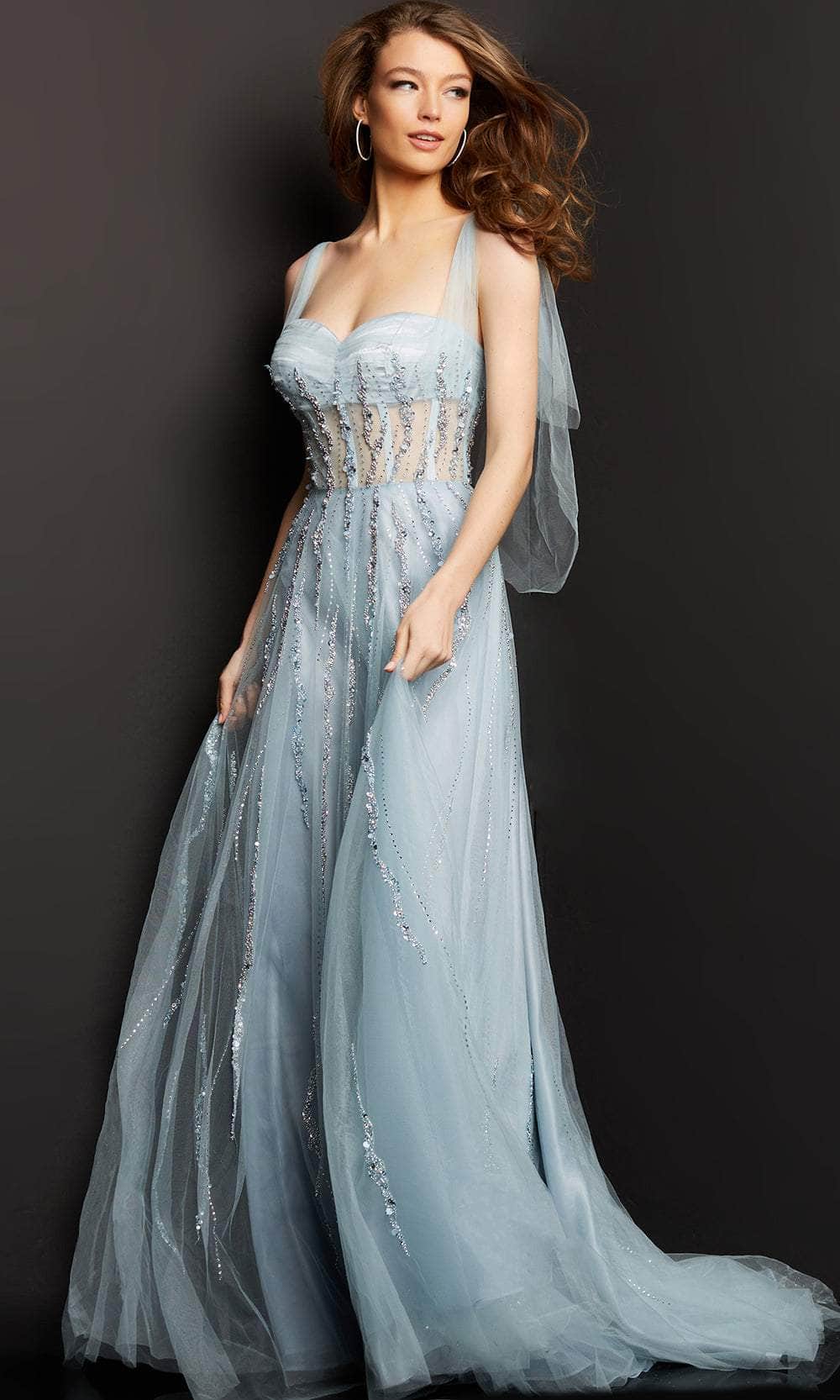 Jovani 08487 - Corset Sheer Bodice Tulle Gown Special Occasion Dress