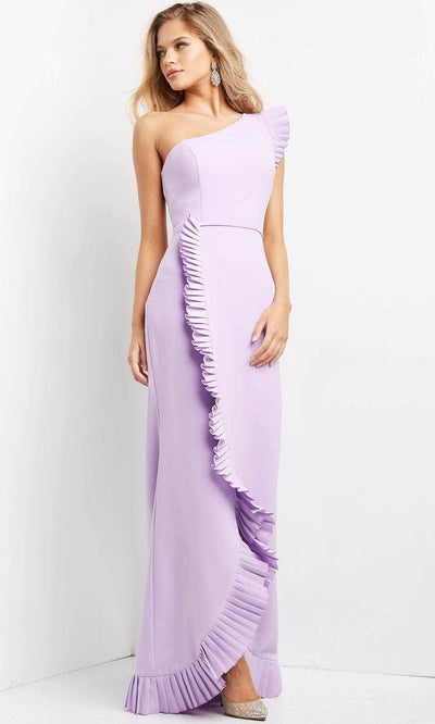 Jovani 08527 - Pleat-Trimmed Sheath Evening Dress Prom Dresses 00 / Lilac
