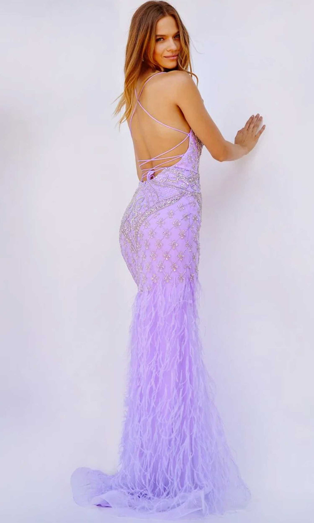 Jovani 08550 - Beaded Feather Fringe Dress
