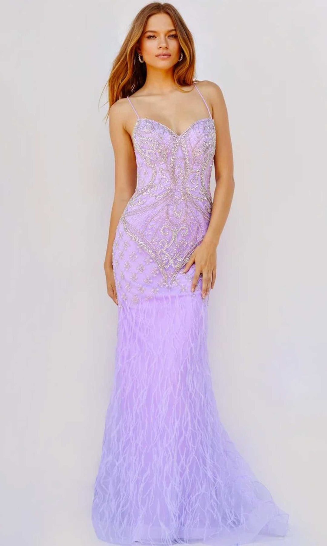 Jovani 08550 - Beaded Feather Fringe Dress