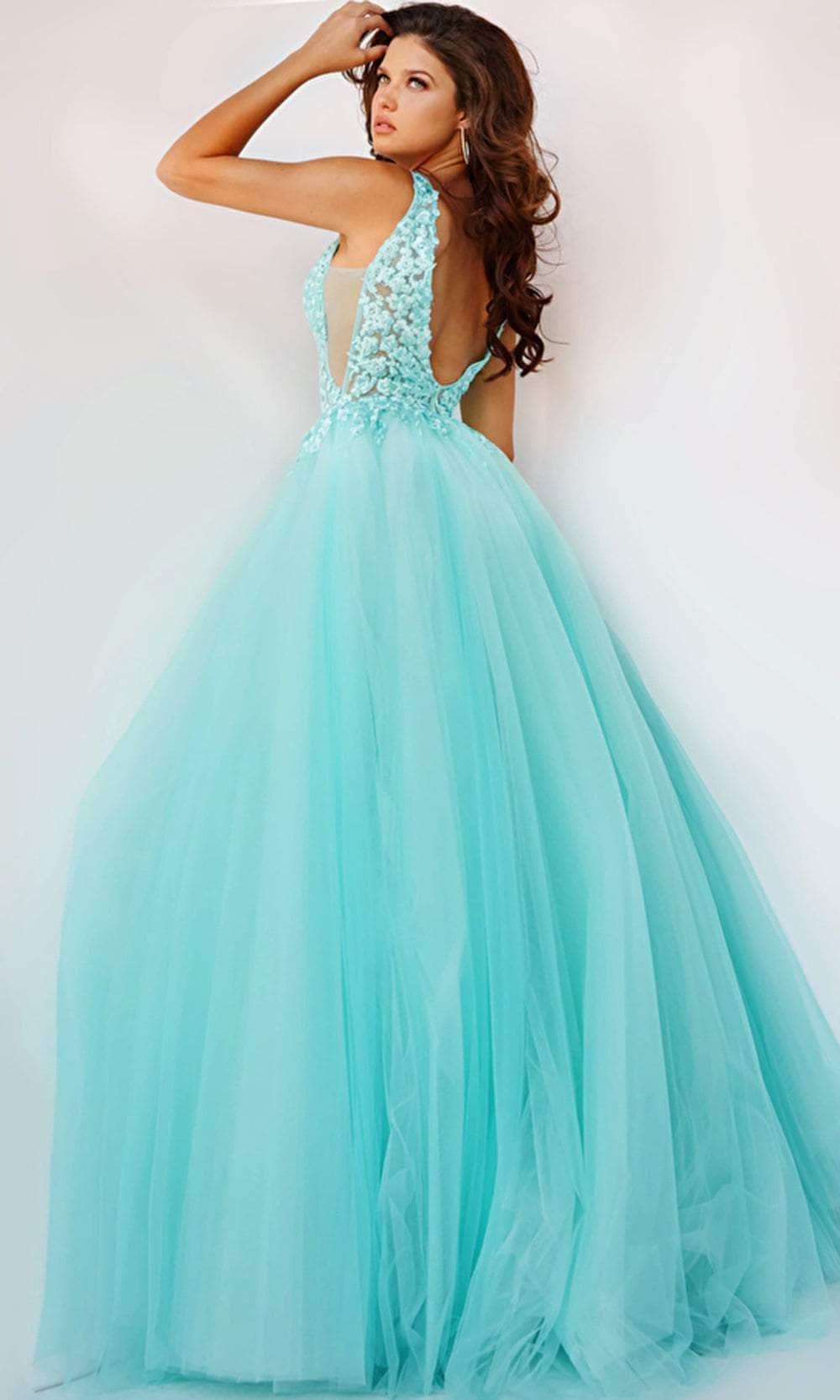Jovani 08572 - V-Neck Laced Ballgown Ball Gowns