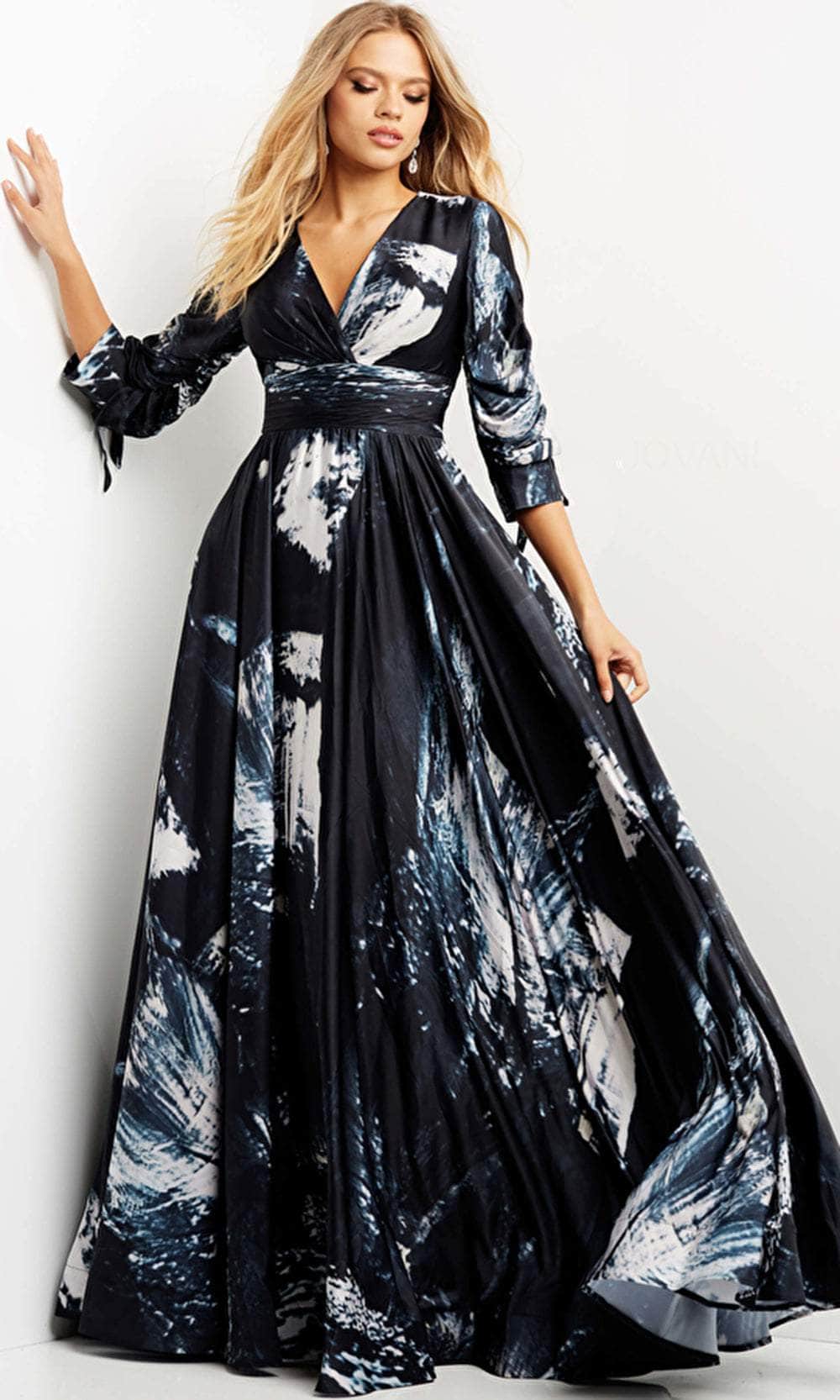 Jovani 08583 - Satin Print Evening Dress Evening Dresses 00 / Print