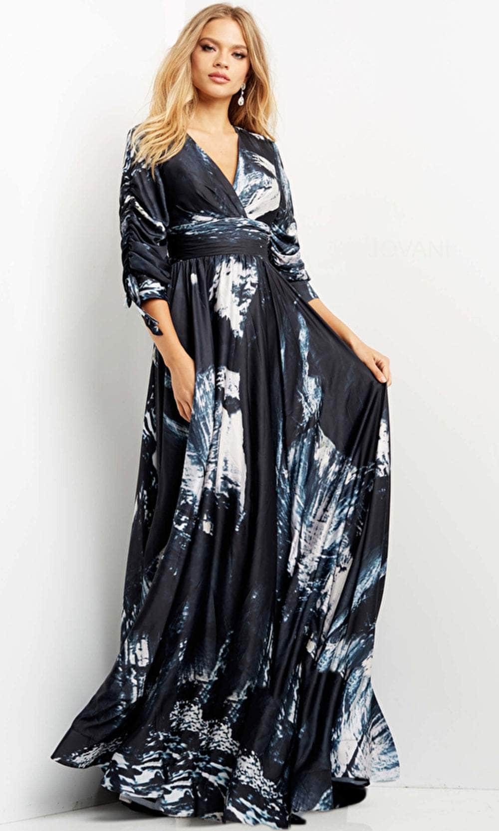 Jovani 08583 - Satin Print Evening Dress Evening Dresses