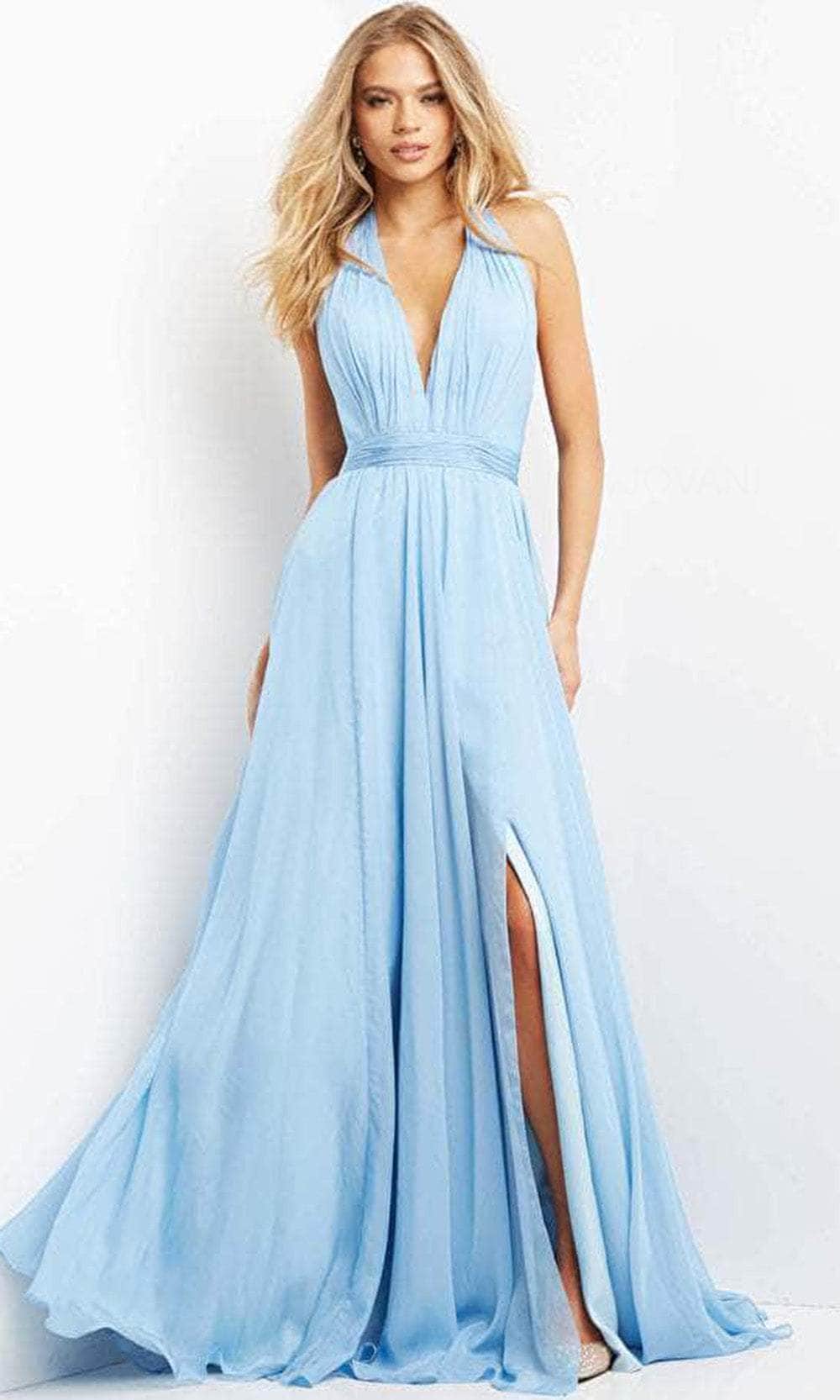 Jovani 08682 - Sleeveless Deep Halter Neck Evening Dress Evening Dresses