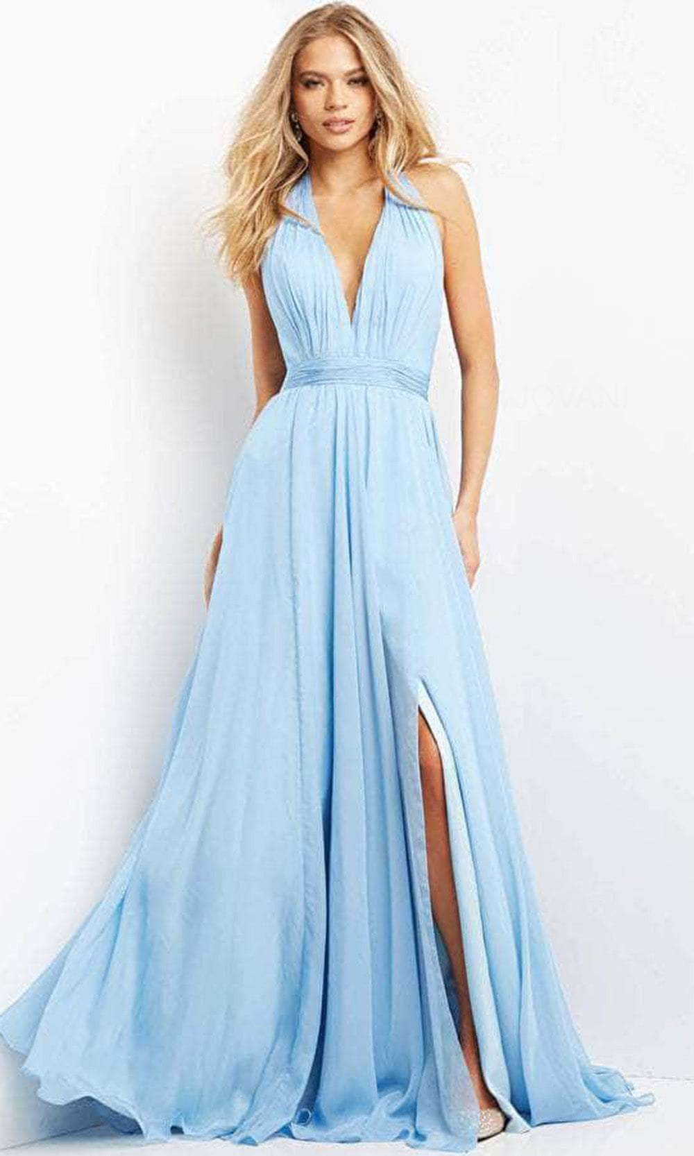 Jovani 08682 - Sleeveless Deep Halter Neck Evening Dress Evening Dresses