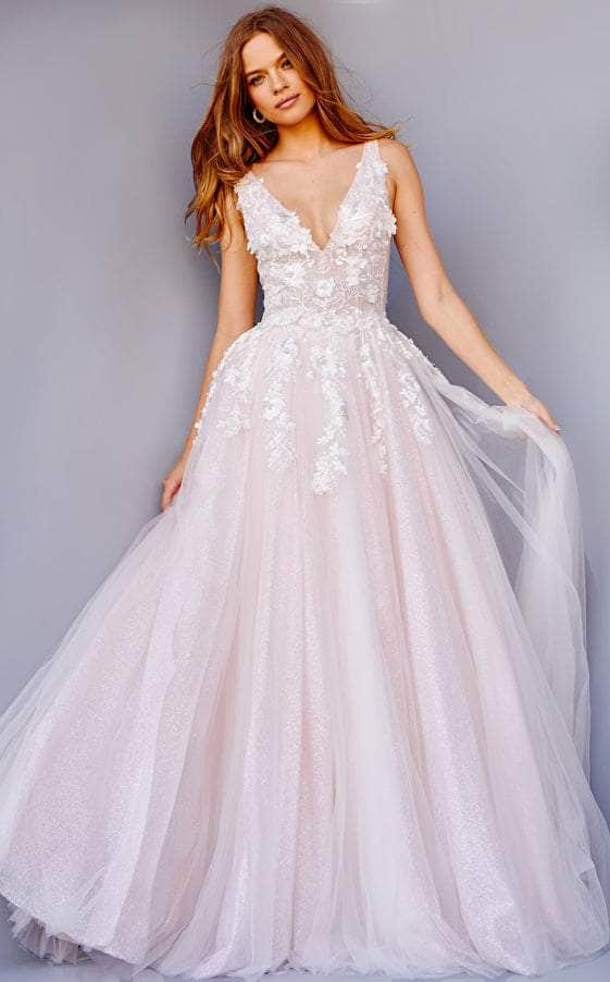Jovani 09321 - Sleeveless Ap[appliquéd Bridal Gown Special Occasion Dress